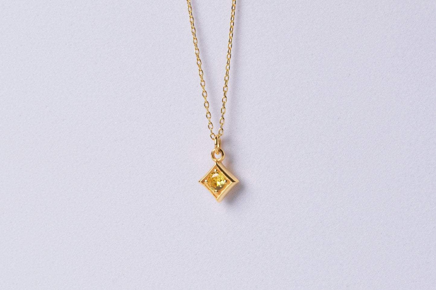 Dainty Citrine Stone Necklace in Silver & Solid Gold: Minimalist Birthstone Jewelry for Women