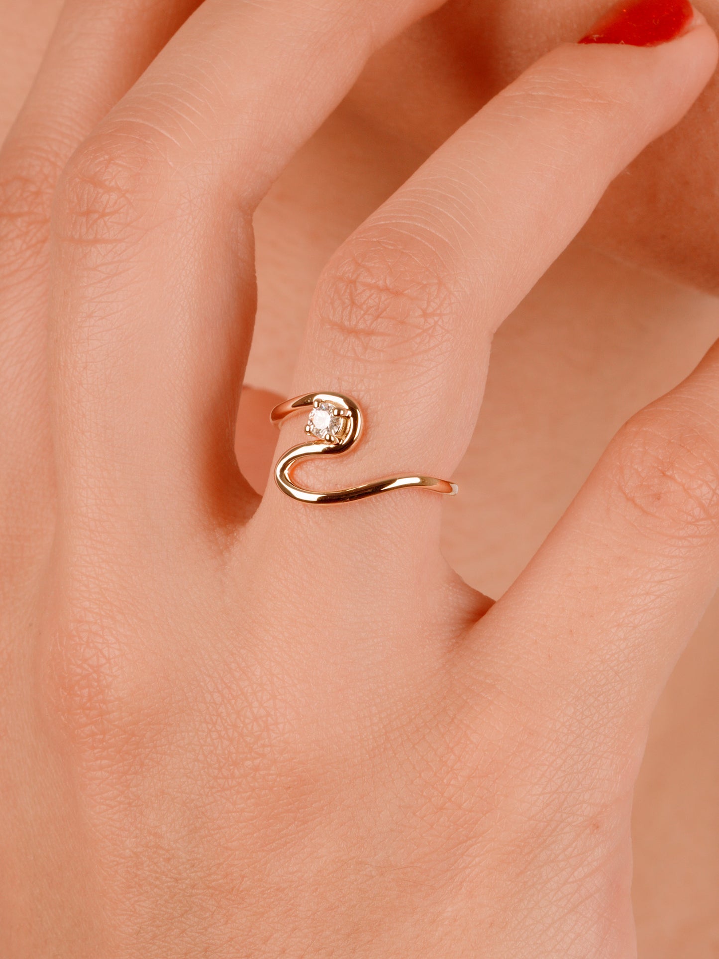 Snake Gold Moissanite Ring – 14K Solid Gold Serpent Ring