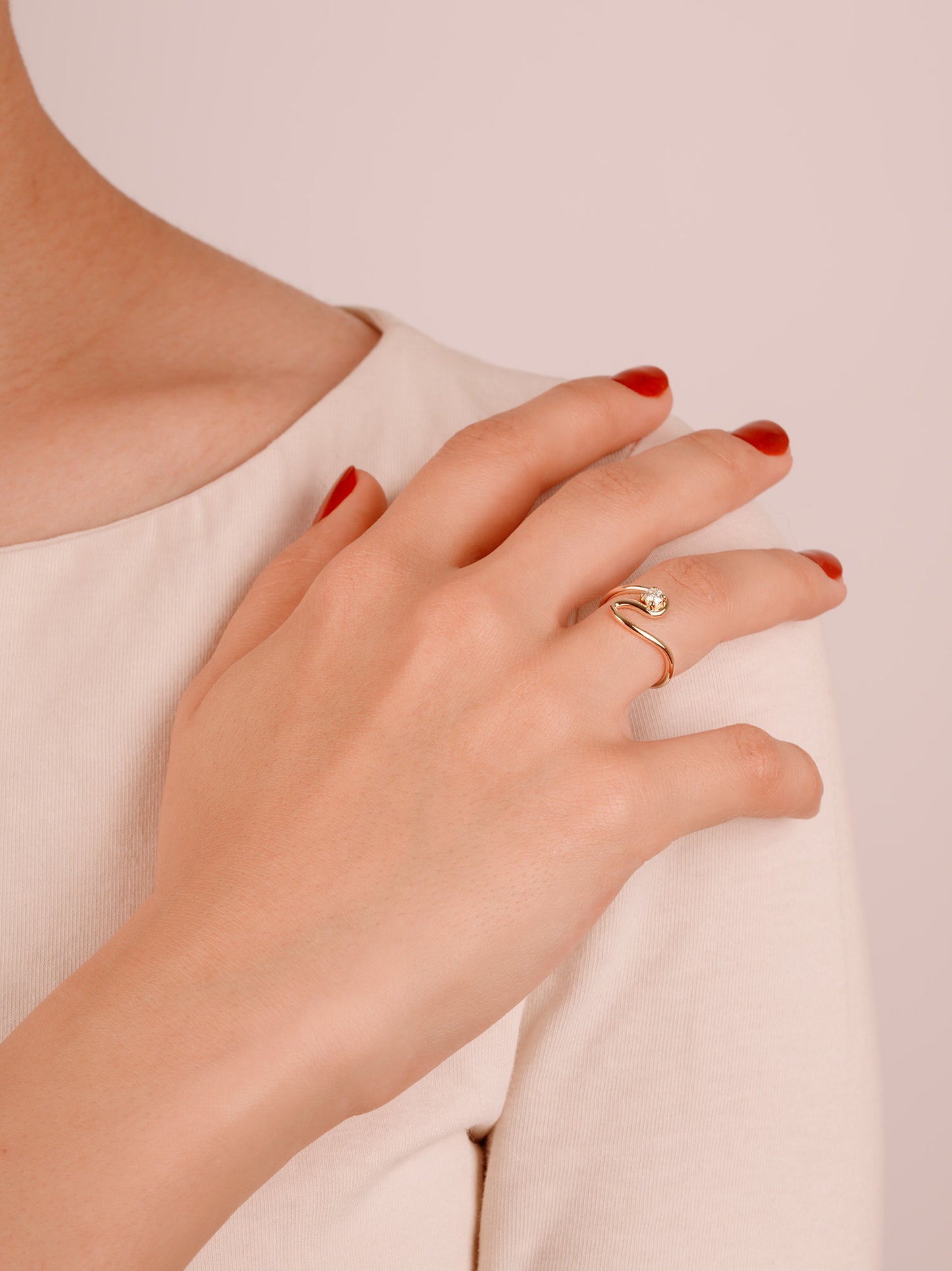 Snake Gold Moissanite Ring – 14K Solid Gold Serpent Ring