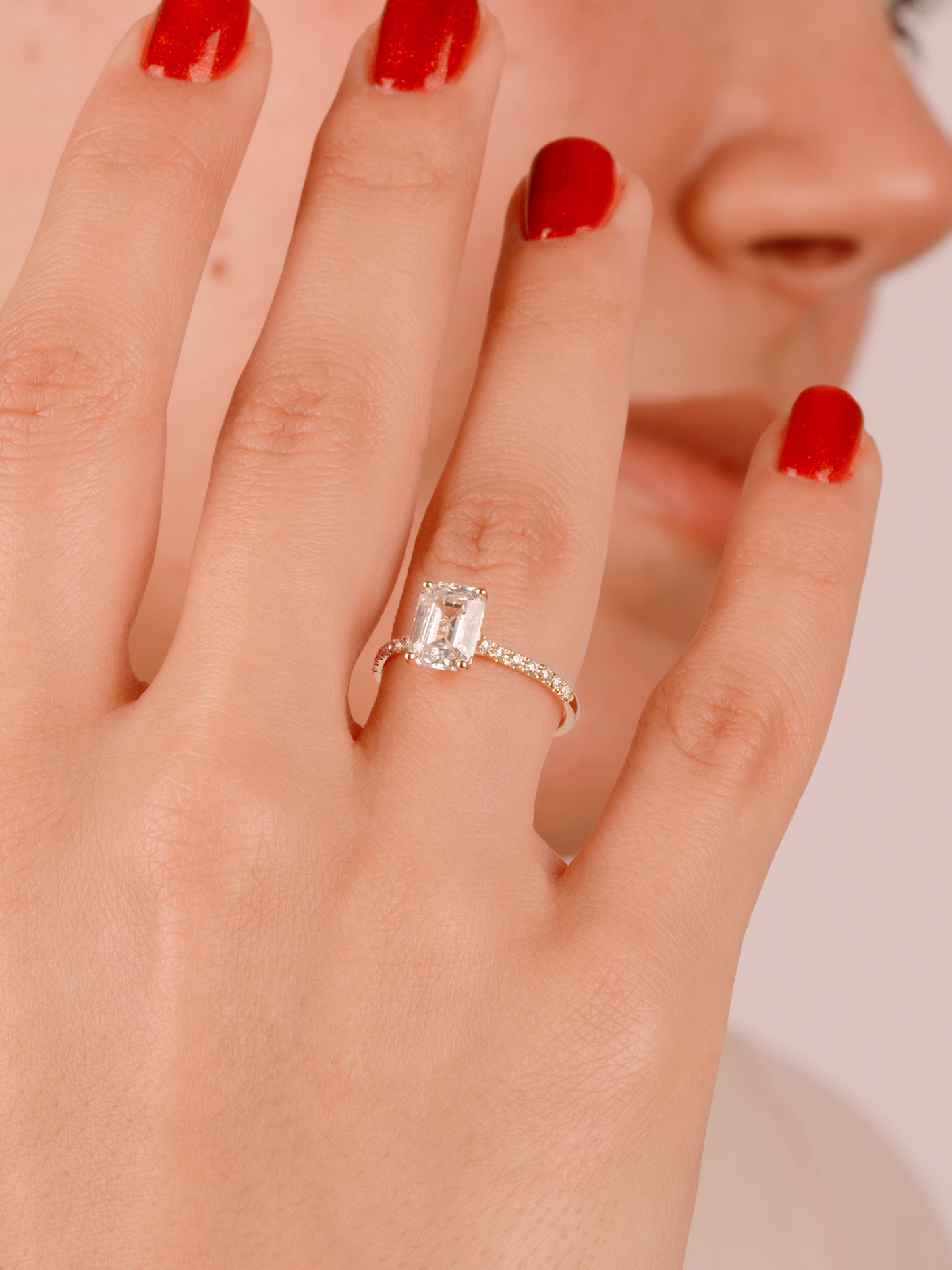 Emerald Cut Moissanite Ring β 14K Gold Classic Engagement Ring