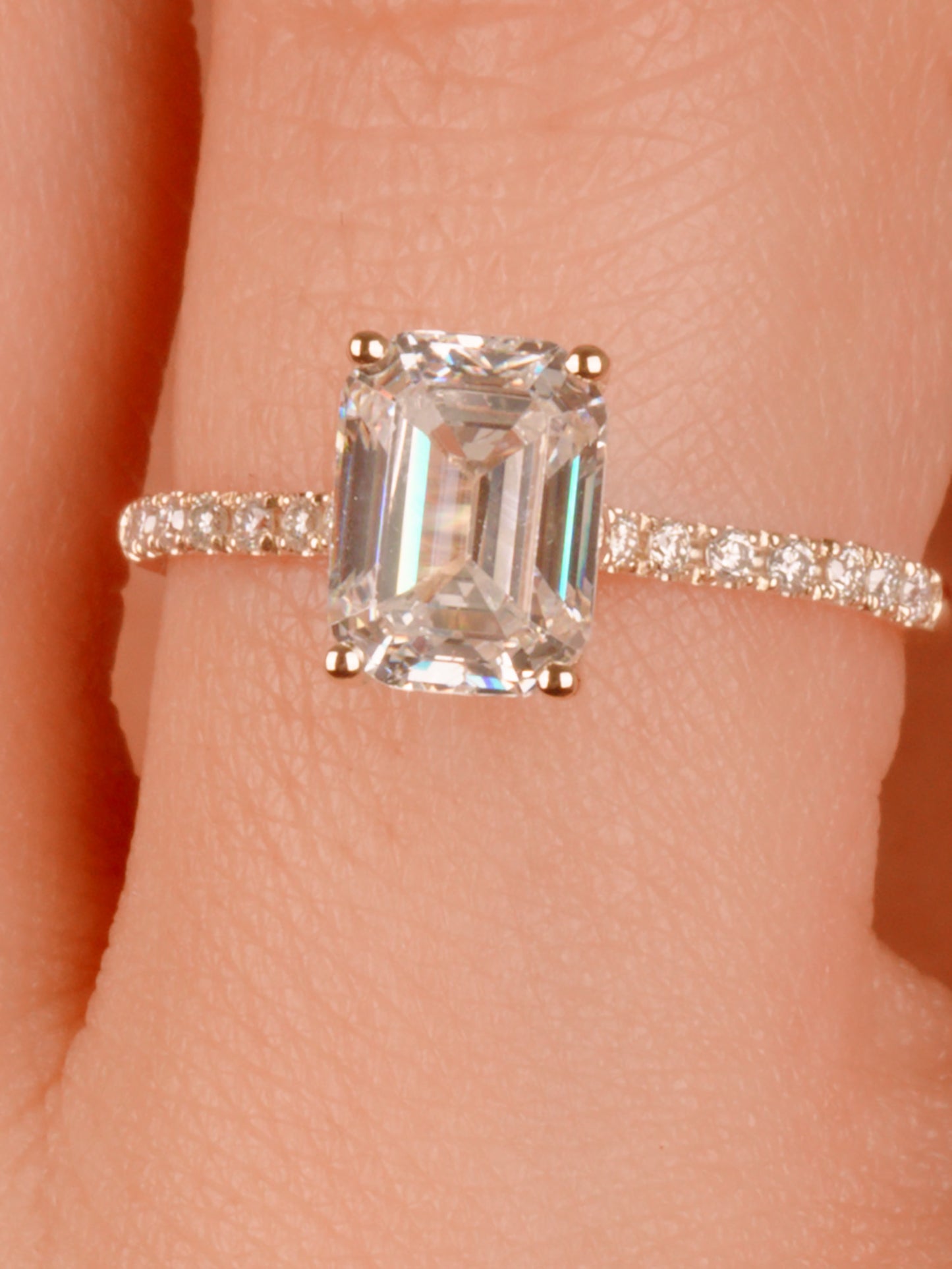 Emerald Cut Moissanite Ring β 14K Gold Classic Engagement Ring