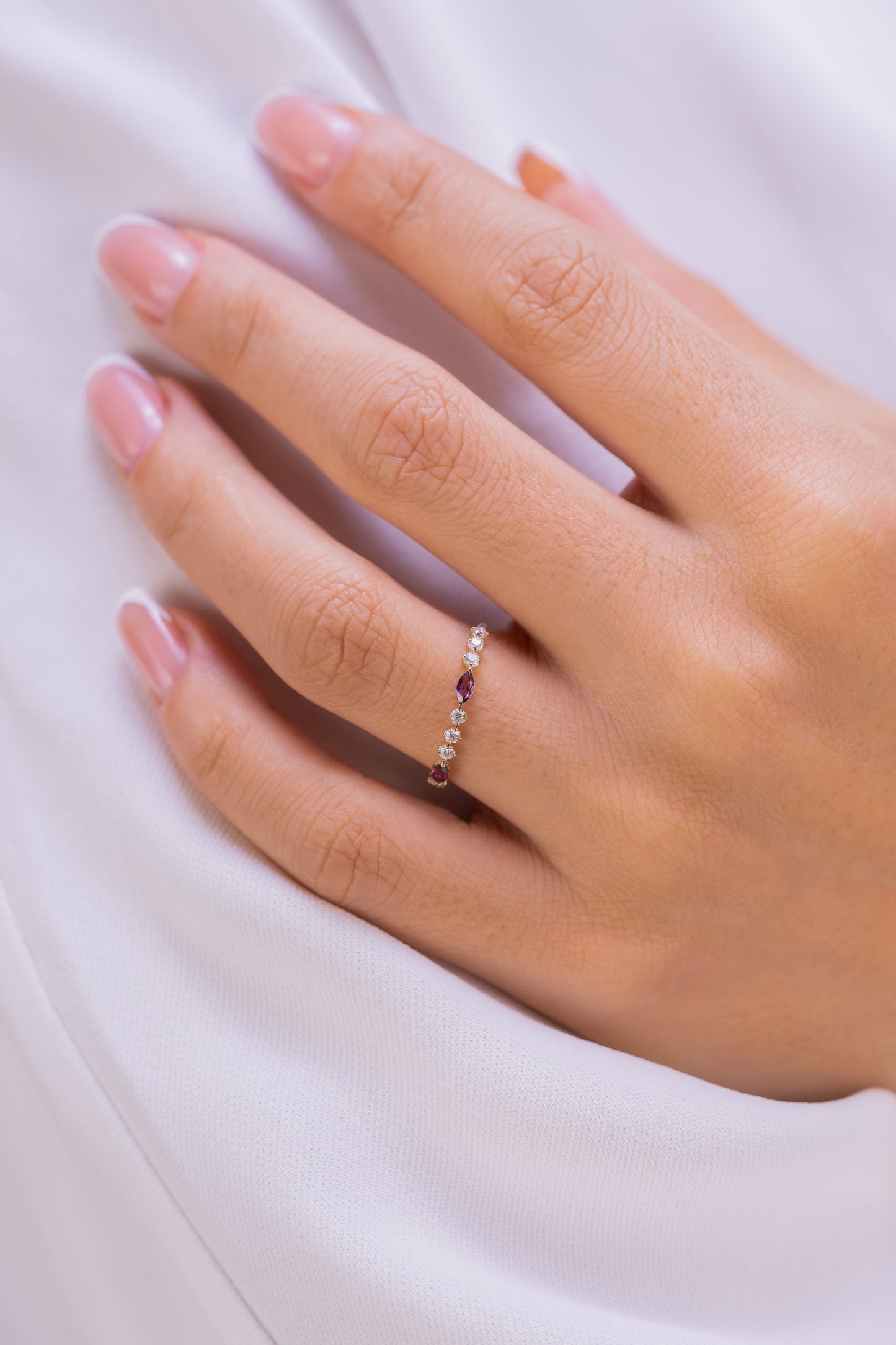 Elegant Marquise Garnet & Sparkling White Moissanite Ring