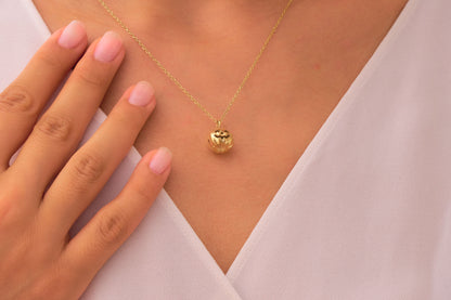 Halloween Pumpkin Necklace in Solid Gold & Silver Options: Cute Pumpkin Charm Pendant