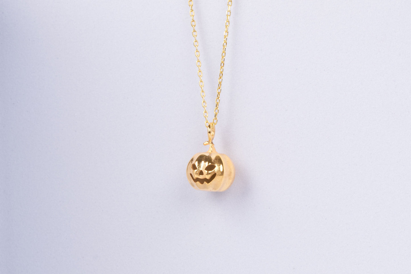 Halloween Pumpkin Necklace in Solid Gold & Silver Options: Cute Pumpkin Charm Pendant