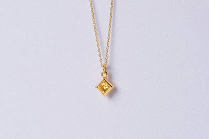 Dainty Citrine Stone Necklace in Silver & Solid Gold: Minimalist Birthstone Jewelry for Women