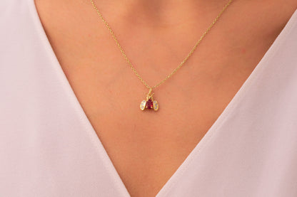 Red Garnet and Moissanite Ladybird Necklace: Elegant Ladybug Pendant in Silver & Solid Gold