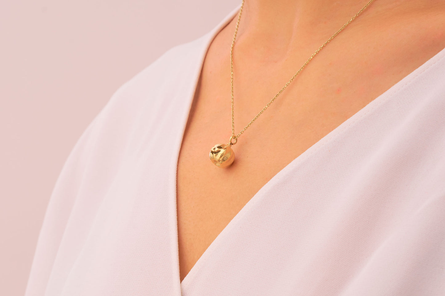Halloween Pumpkin Necklace in Solid Gold & Silver Options: Cute Pumpkin Charm Pendant