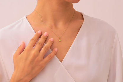 Dainty Citrine Stone Necklace in Silver & Solid Gold: Minimalist Birthstone Jewelry for Women