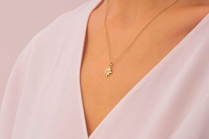 Dainty Citrine Flower Necklace: Minimalist Daisy Jewelry in Silver & Solid Gold Options