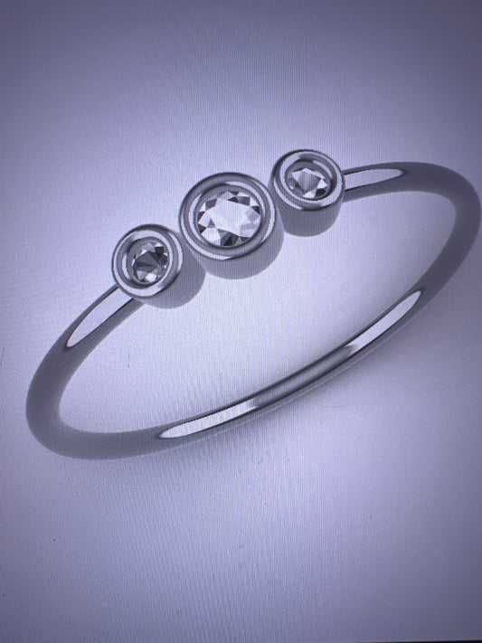 Three diamond platinum ring