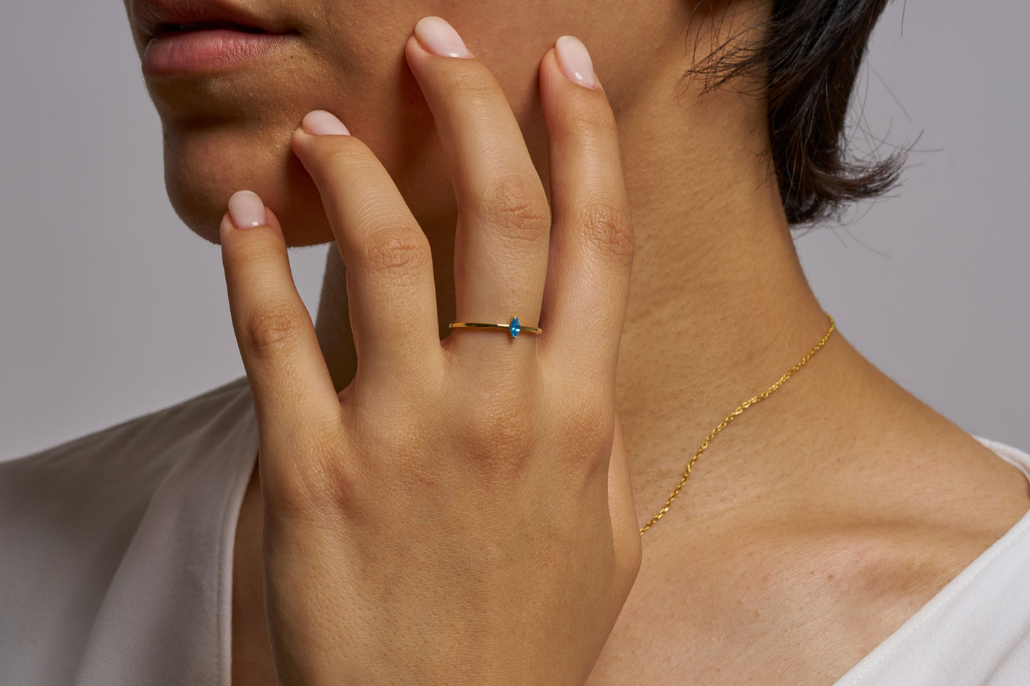 Marquise Blue Stone Solitaire Ring, Elegant Solitaire Jewelry, Dainty Marquise Cut Ring, Birthday Gift for Her, Luxury Proposal Ring