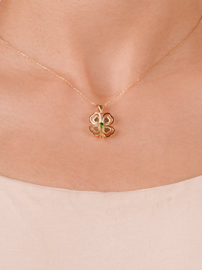 14K Gold Clover Necklace – Lucky Four Leaf Clover Necklace