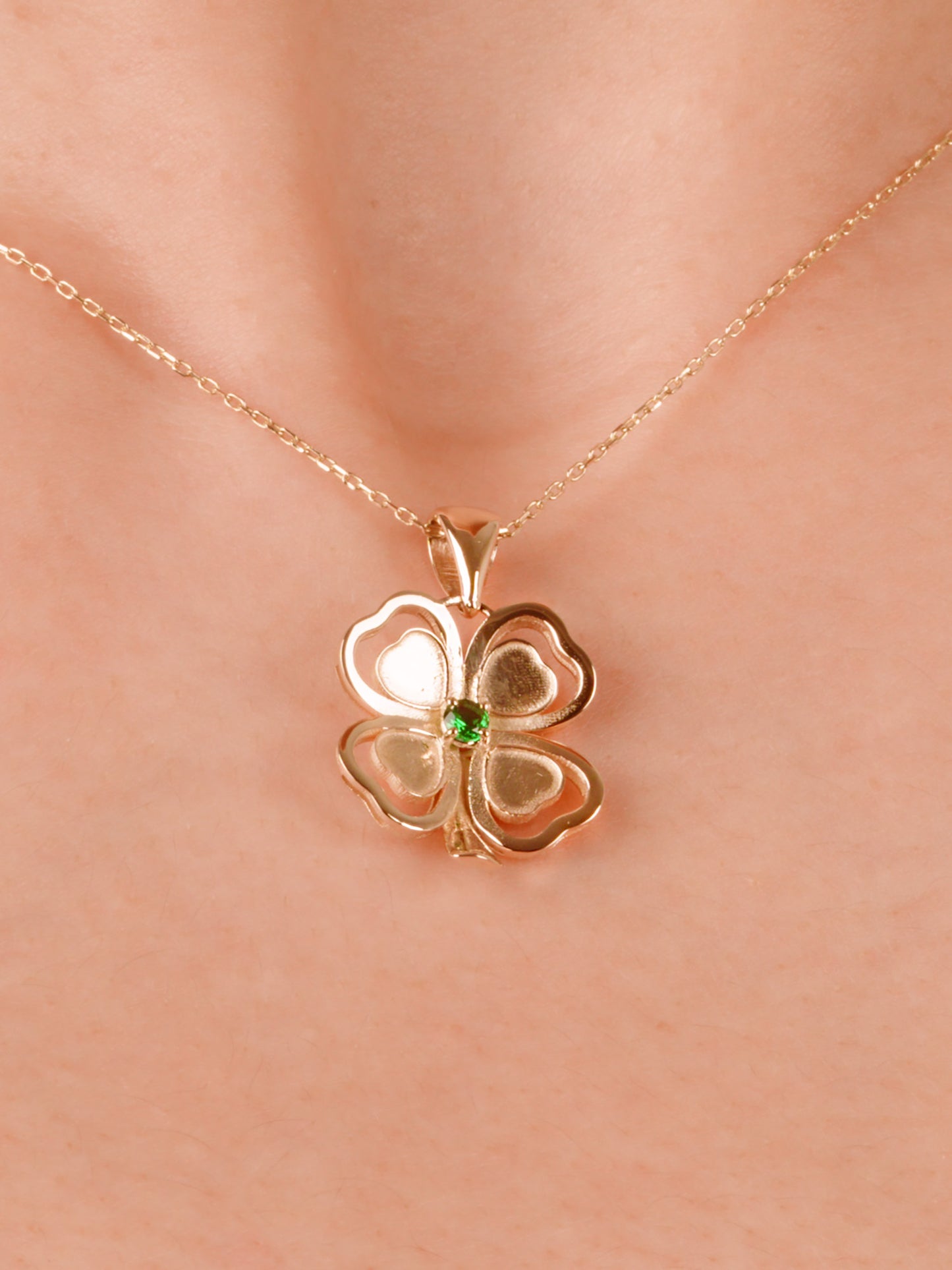 14K Gold Clover Necklace – Lucky Four Leaf Clover Necklace