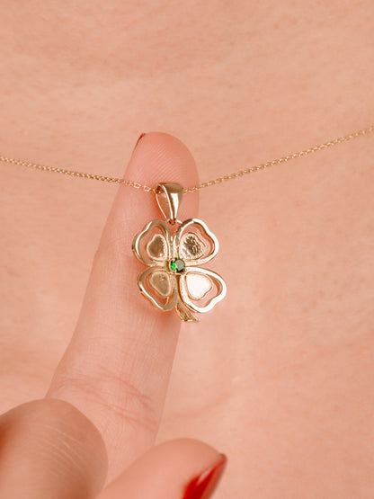 14K Gold Clover Necklace – Lucky Four Leaf Clover Necklace