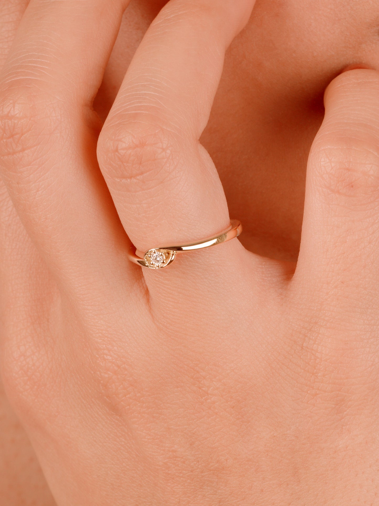 14K Gold Solitaire Diamond Ring – Minimalist Solid Gold Engagement Ring