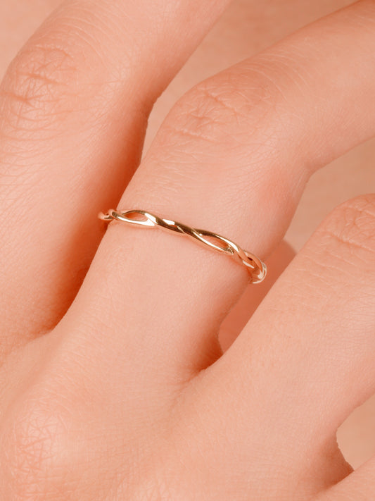 14K Gold Twist Ring – Minimalist Braided Band