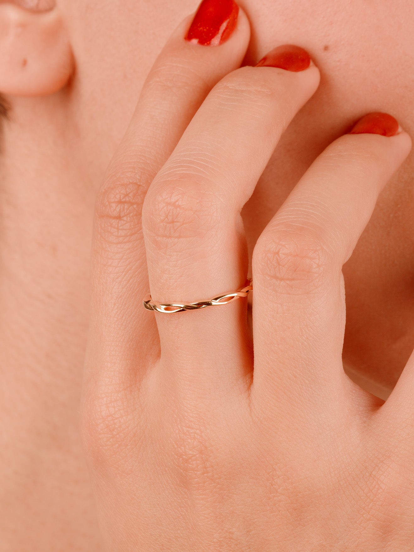 14K Gold Twist Ring – Minimalist Braided Band