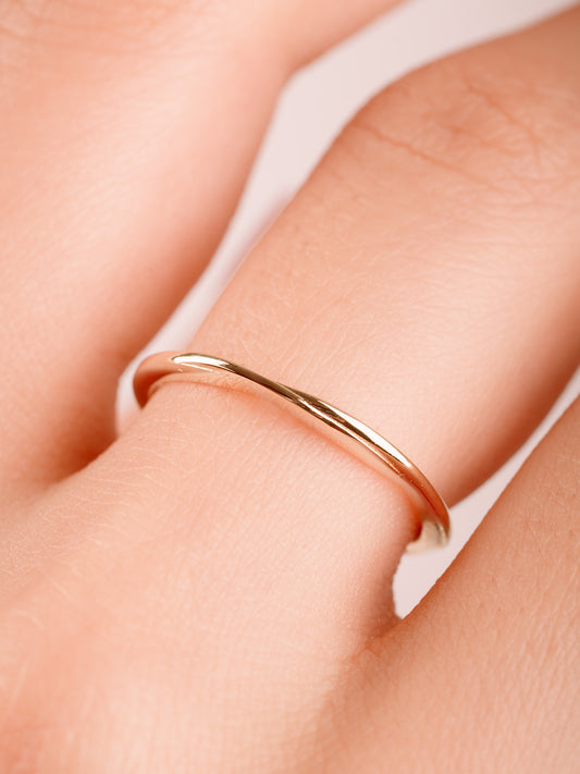 14k Solid Gold Thin Wedding Band, Solid Gold Stacking Ring