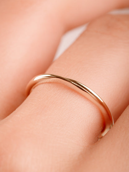 14k Solid Gold Thin Wedding Band, Solid Gold Stacking Ring