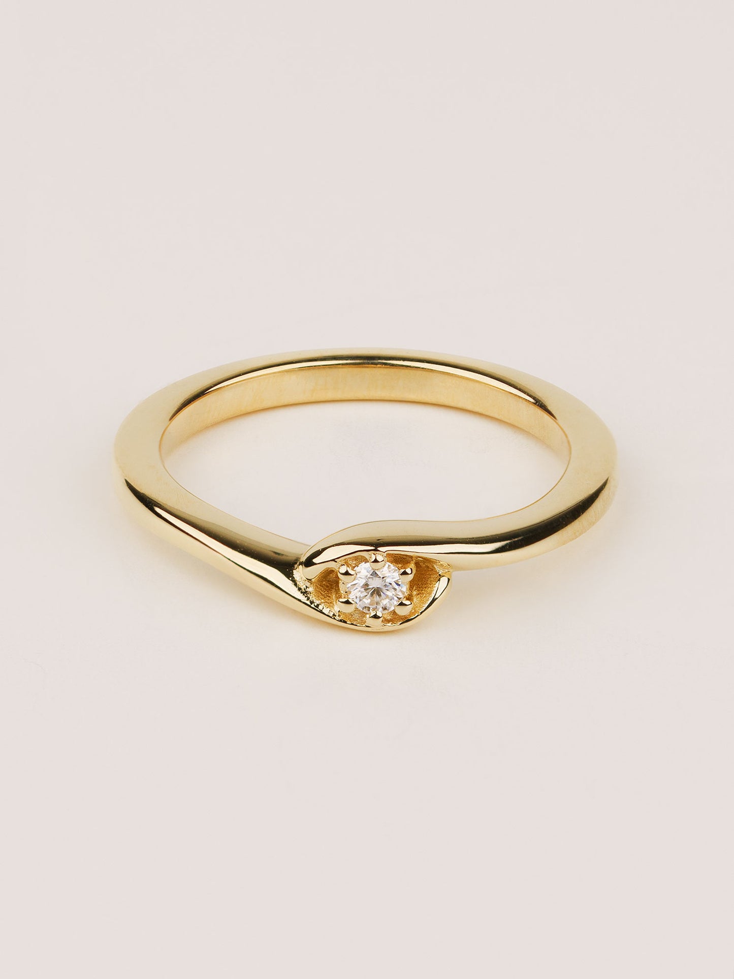 14K Gold Solitaire Diamond Ring – Minimalist Solid Gold Engagement Ring