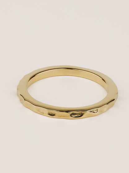 14K Gold Hammered Band – Textured Solid Gold Stacking Ring