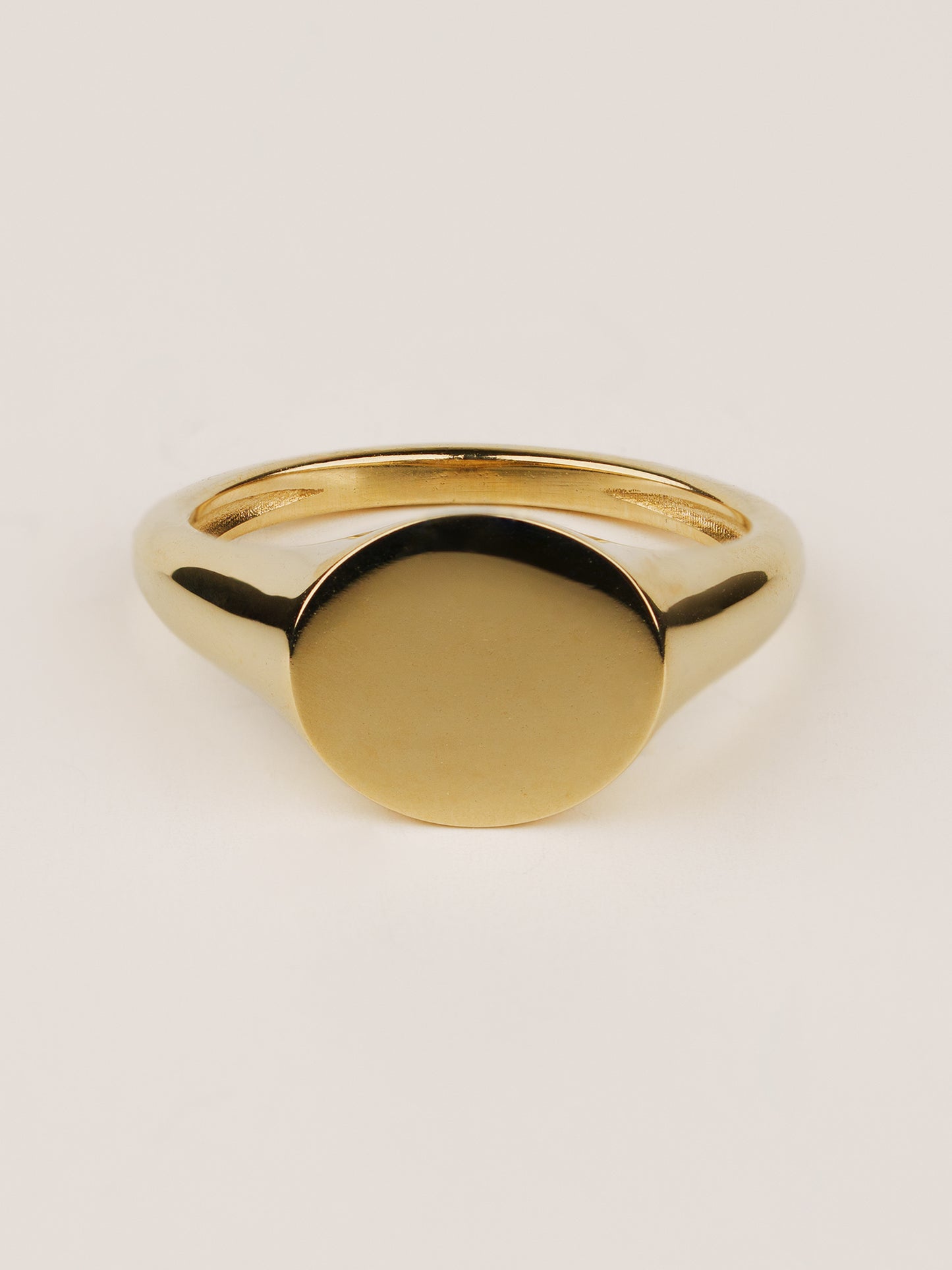 14k & 18k Solid Gold Engraved Signet Ring - Circle Signet Ring