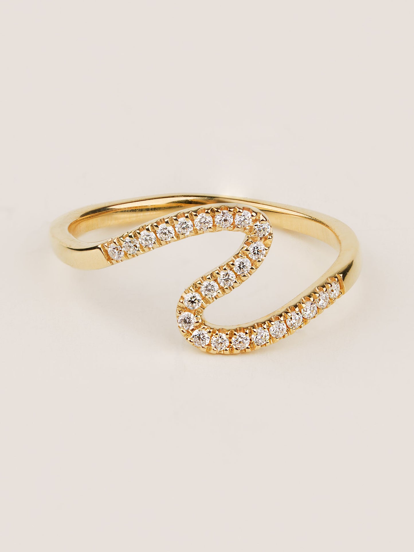 14K Gold Snake Pave Band, Serpentine Moissanite Ring