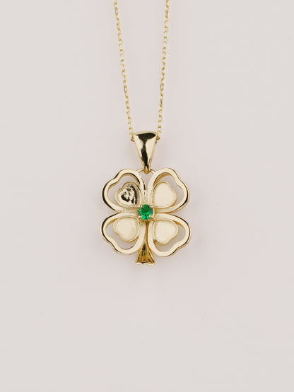 14K Gold Clover Necklace – Lucky Four Leaf Clover Necklace