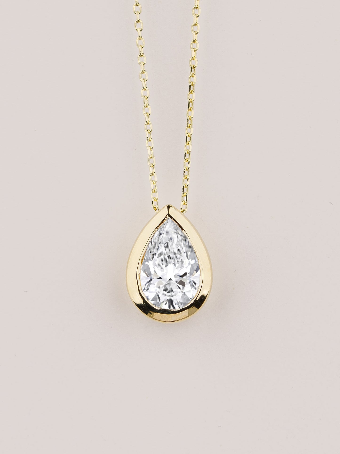 Pear Moissanite Pendant Necklace, 14k Gold Solitaire Necklace