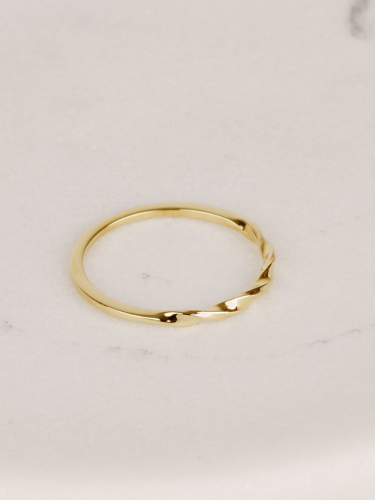 14K Gold Twist Ring, Gold Twisted Band Ring