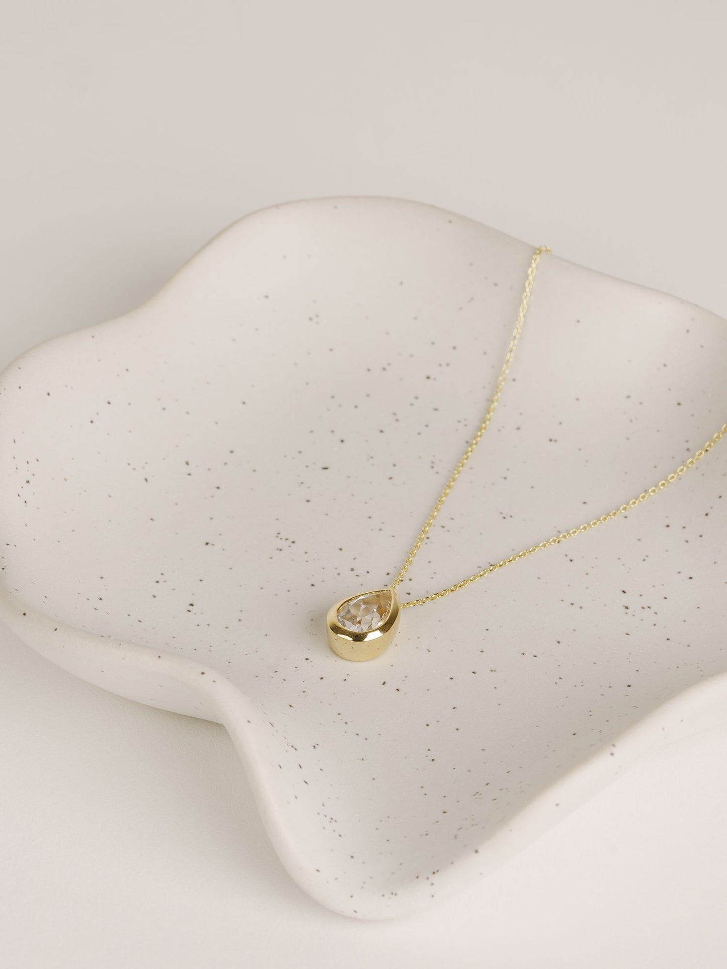 Pear Moissanite Pendant Necklace, 14k Gold Solitaire Necklace