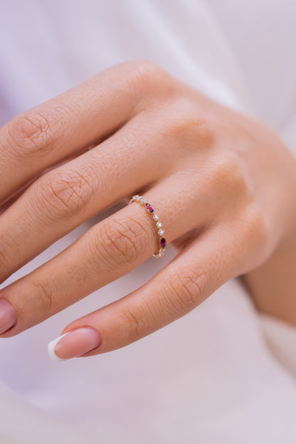 Elegant Marquise Garnet & Sparkling White Zircon Ring