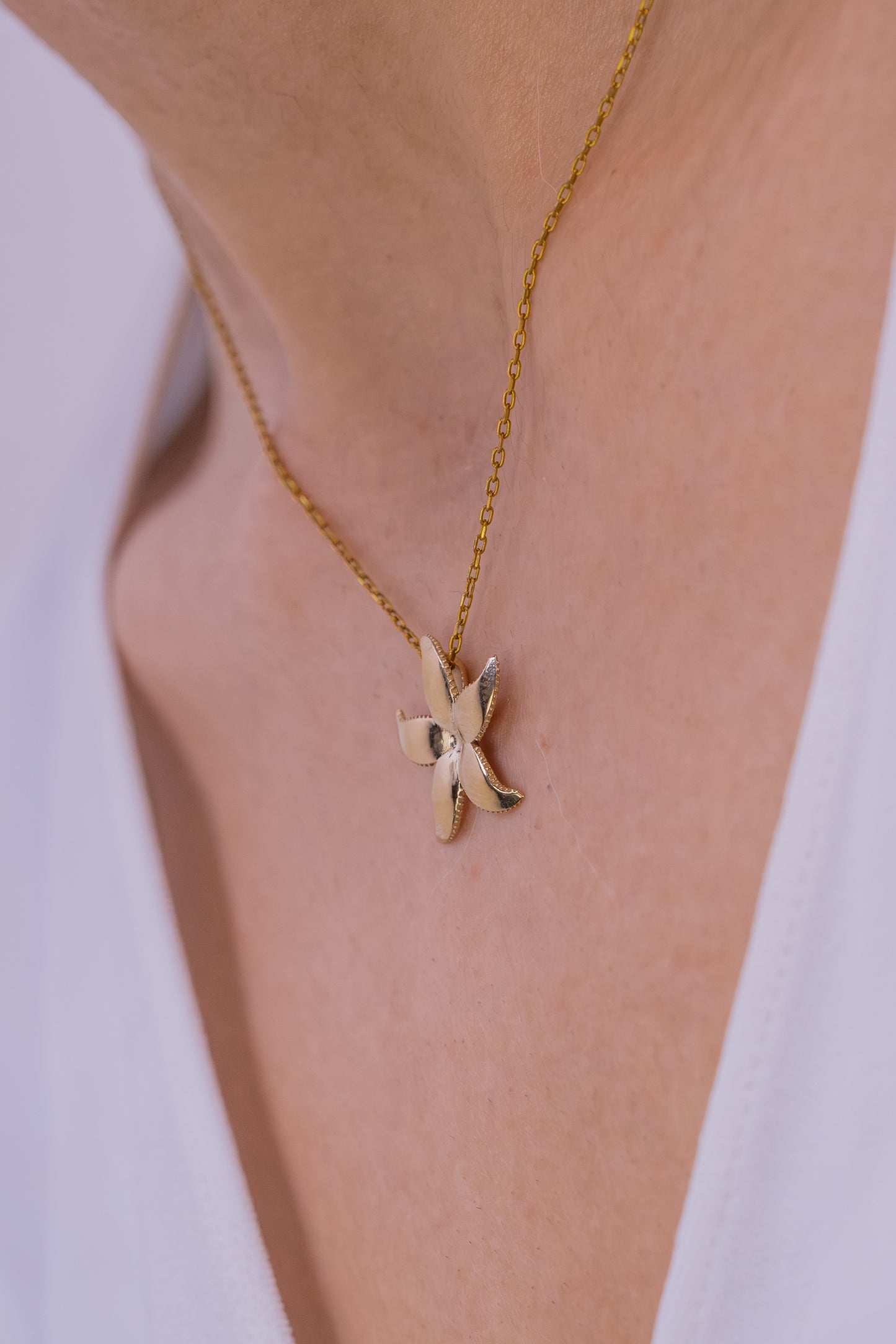 14k Gold Starfish Necklace | Gleaming Sea Star Ocean & Marine Jewelry