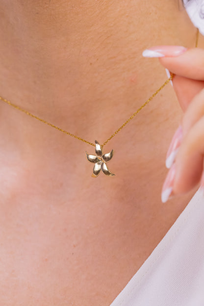 14k Gold Starfish Necklace | Gleaming Sea Star Ocean & Marine Jewelry