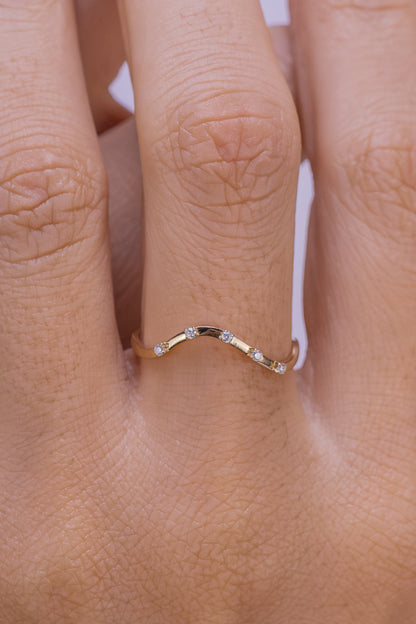 Ocean Wave Beach Band Ring • Dainty Gold Sea Wave Stacking Ring