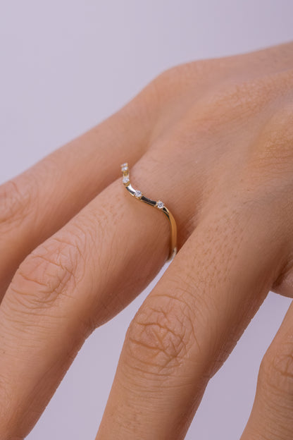 Ocean Wave Beach Band Ring • Dainty Gold Sea Wave Stacking Ring