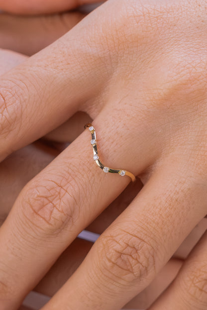 Ocean Wave Beach Band Ring • Dainty Gold Sea Wave Stacking Ring