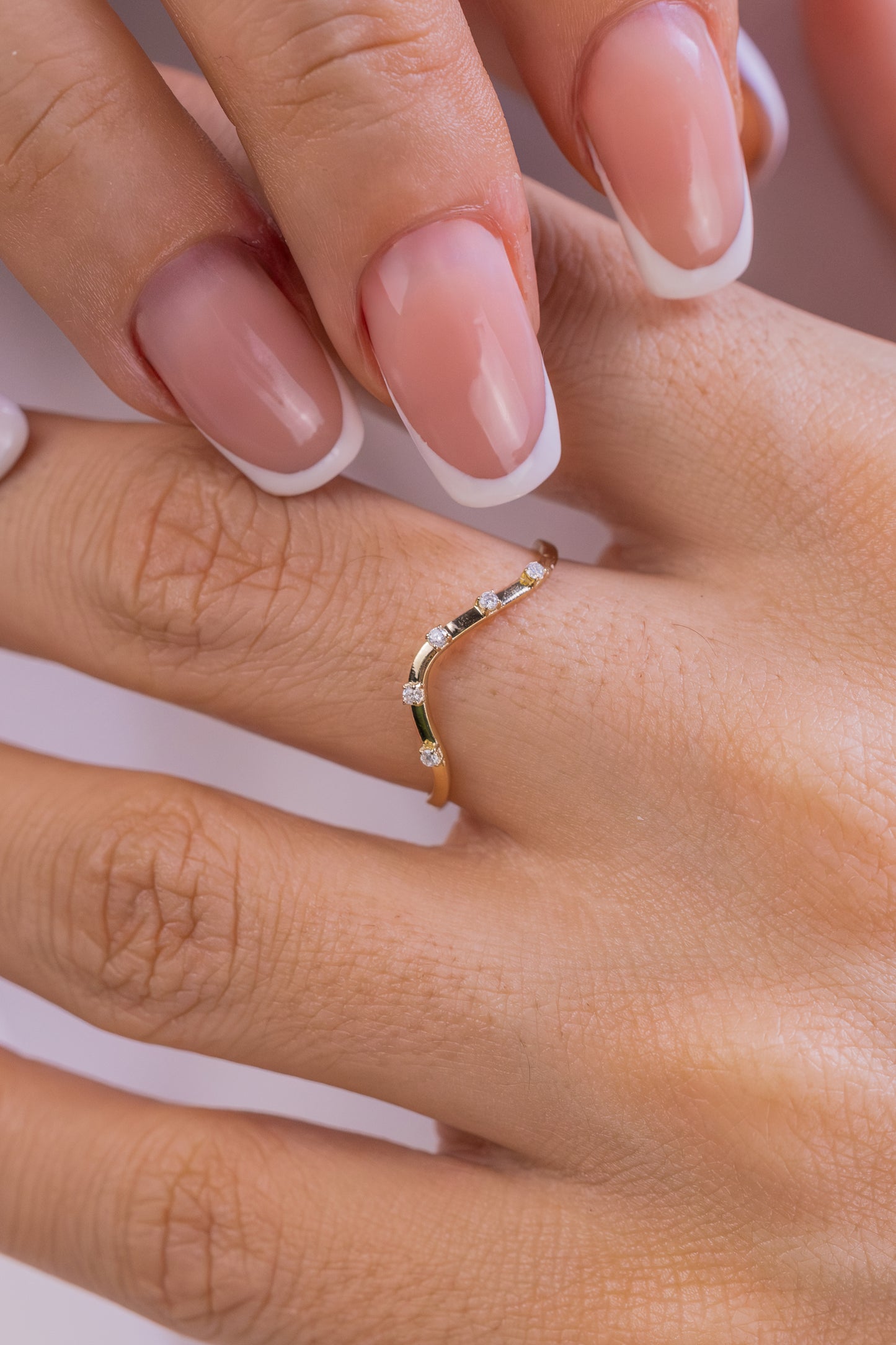 Ocean Wave Beach Band Ring • Dainty Gold Sea Wave Stacking Ring