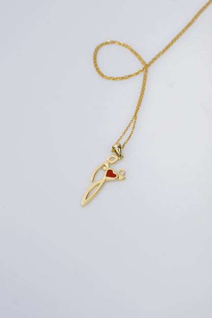 Gold Mother & Child Pendant Necklace