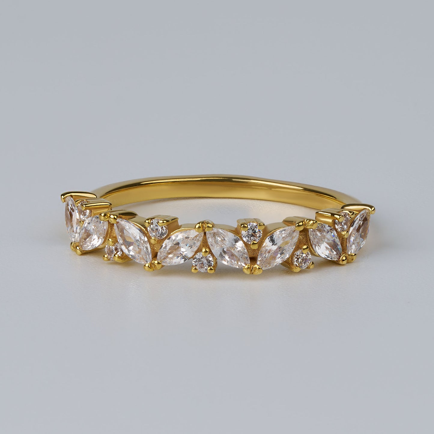 Marquise Diamond cut moissanite Cluster Ring – 14K Gold Statement Band, Elegant Multi-Stone Anniversary Ring, Unique Vintage-Inspired Jewelr
