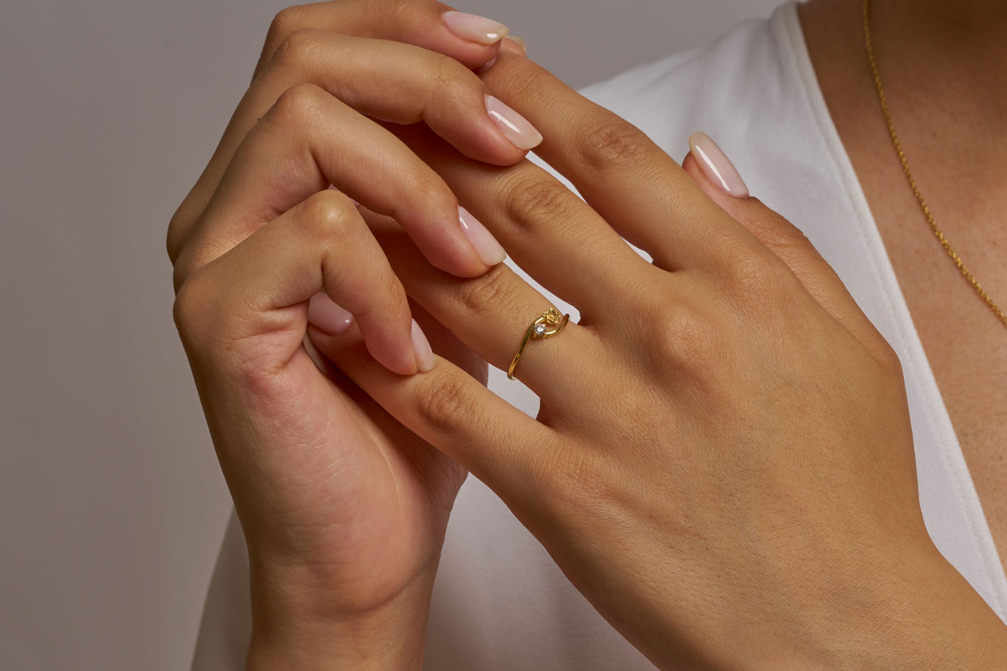 Floral Gemstone Promise Ring: Handmade Nature Inspired Ring in Solid Gold & Silver Options