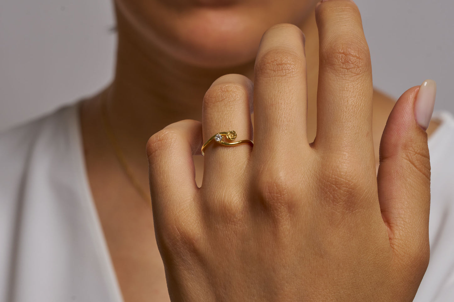 Floral Gemstone Promise Ring: Handmade Nature Inspired Ring in Solid Gold & Silver Options