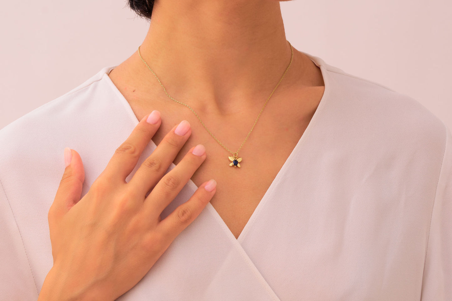 Sapphire Butterfly Necklace: Silver & Solid Gold Options Unique Gemstone Butterfly Jewelry