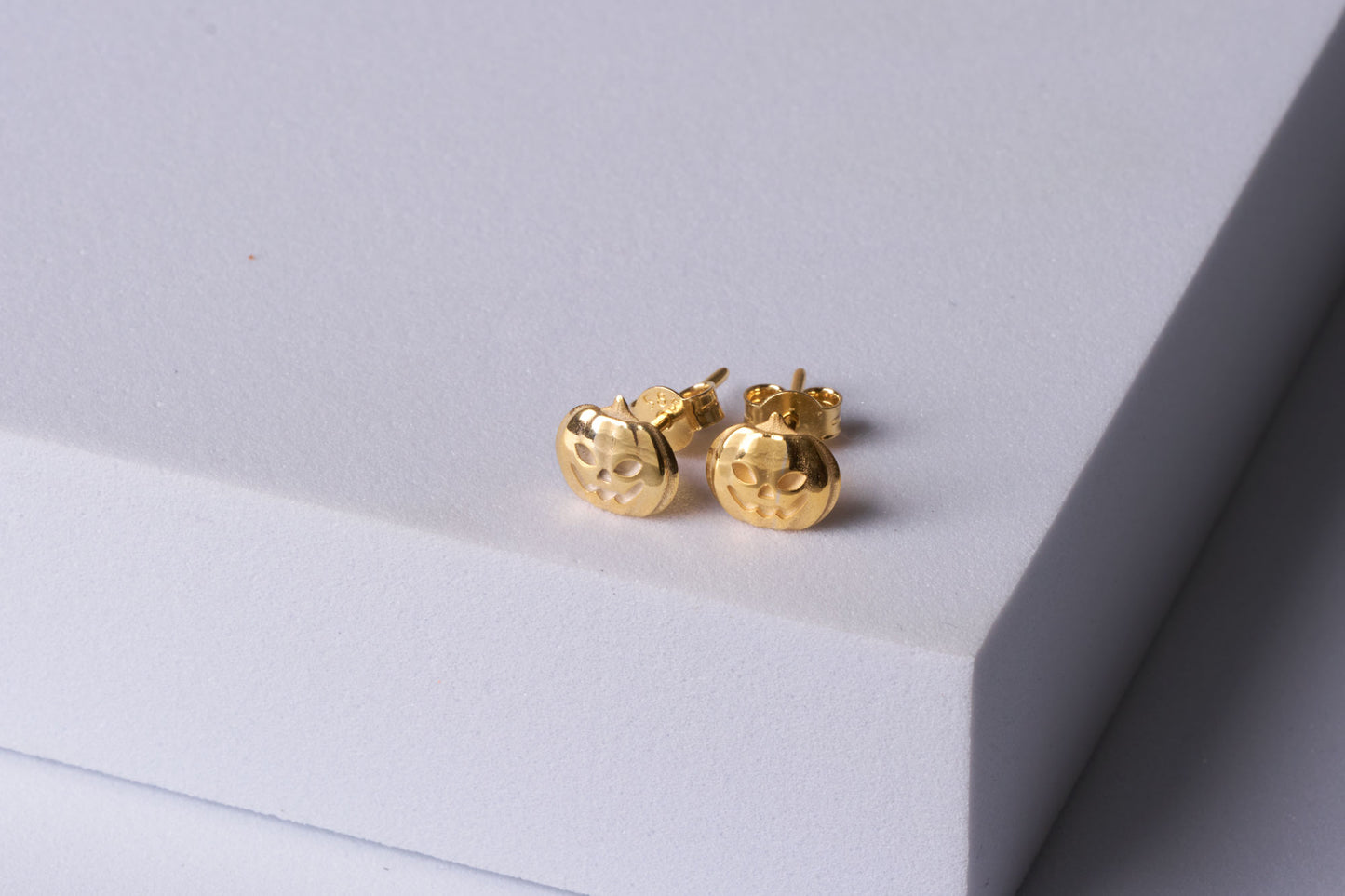 Tiny Pumpkin Stud Earrings: Cute Minimalist Halloween Jewelry in Silver & Solid Gold