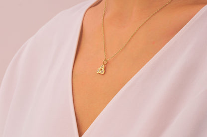 Minimalist Diamond Trinity Knot Necklace: Solid Gold & Silver Celtic Knot Jewelry