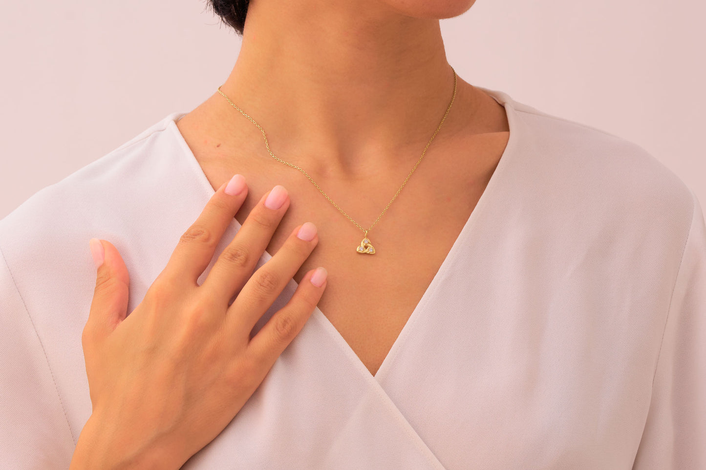 Minimalist Diamond Trinity Knot Necklace: Solid Gold & Silver Celtic Knot Jewelry