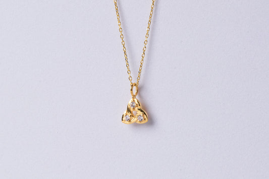 Minimalist Diamond Trinity Knot Necklace: Solid Gold & Silver Celtic Knot Jewelry
