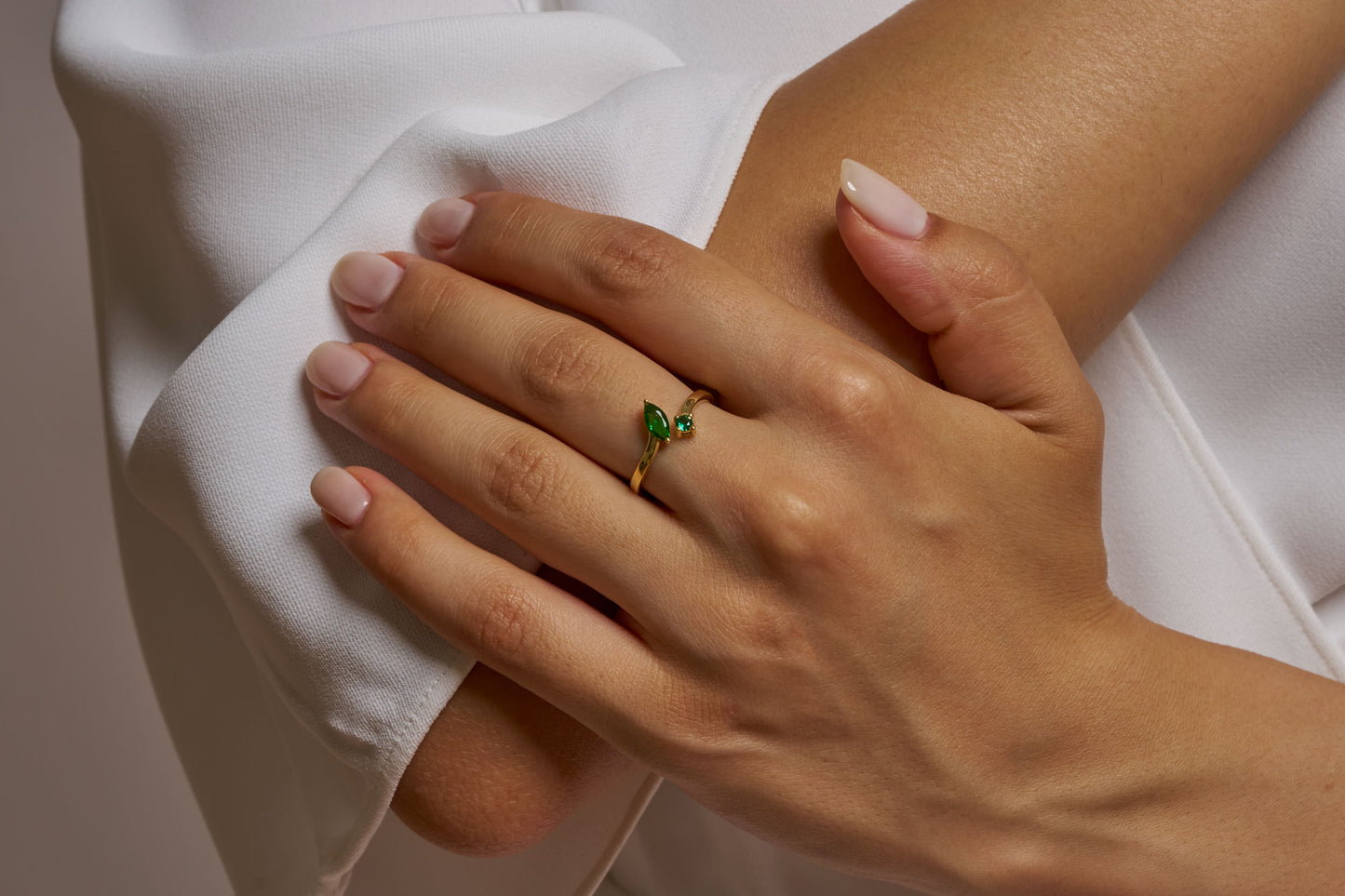 Gold Marquise Cut Birthstone Ring, Open Adjustable Ring for Women, Dual Stone Elegant Promise Ring for Her, Luxury Marquise Cut Ring Gift