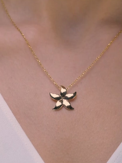 14k Gold Starfish Necklace | Gleaming Sea Star Ocean & Marine Jewelry